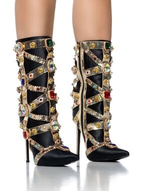 AZALEA WANG MARTINEZ EMBELLISHED BOOTIE IN BLACK - 8.5